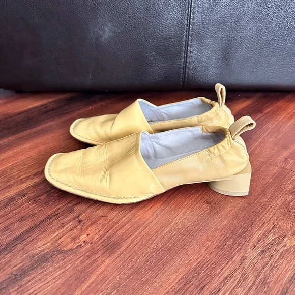 Miista butter yellow block heel flats - Picture 1 of 5